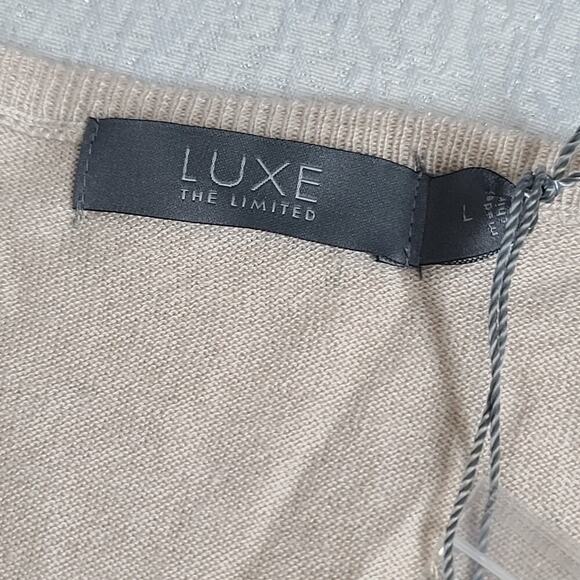 Luxe the Limited women's Silk cardigan sweater size Large Beige Office Chic - Picture 5 of 6